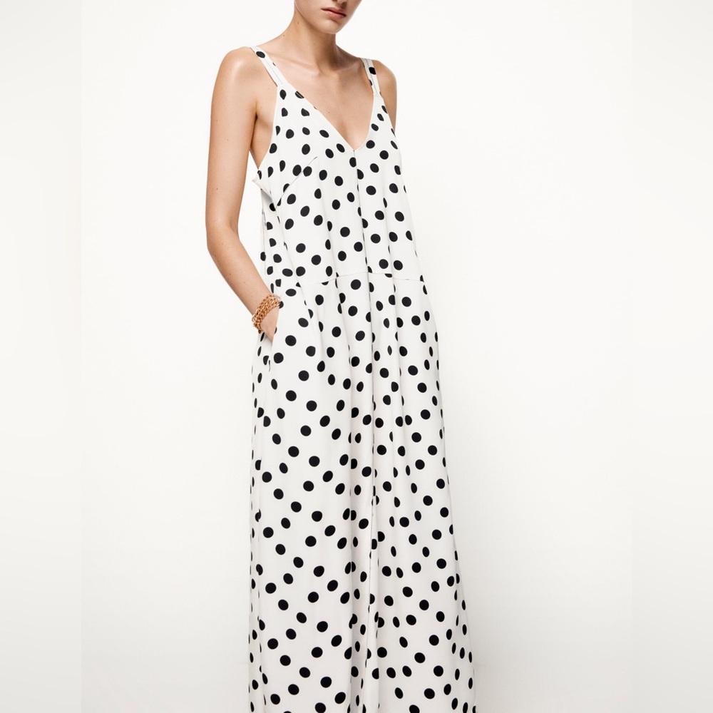 ZARA STUDIO POLKA DOT SLIP MAXI DRESS - Picture 14 of 16